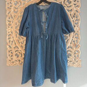 Denim Puff Sleeve Dress Size Large